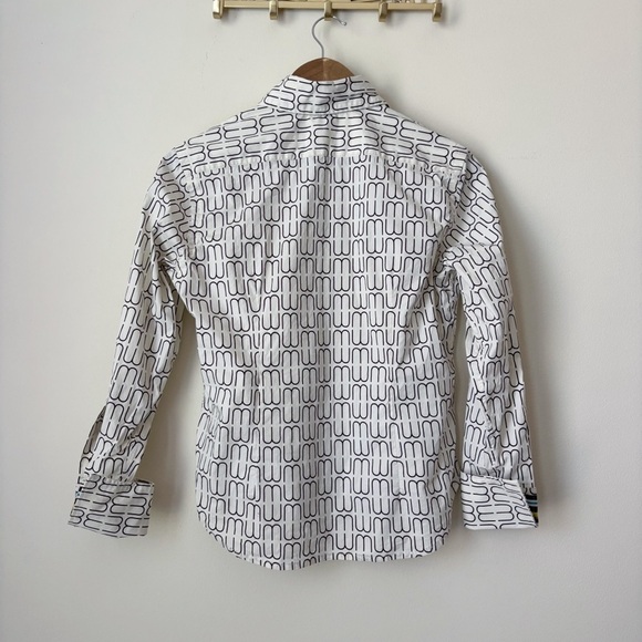 Winter & Miggs Button Front Shirt 6 Cream Brown Logo WM - Picture 5 of 8